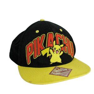 Pokemon Pikachu Black Red Yellow Snapback Hat Ball Cap One Size